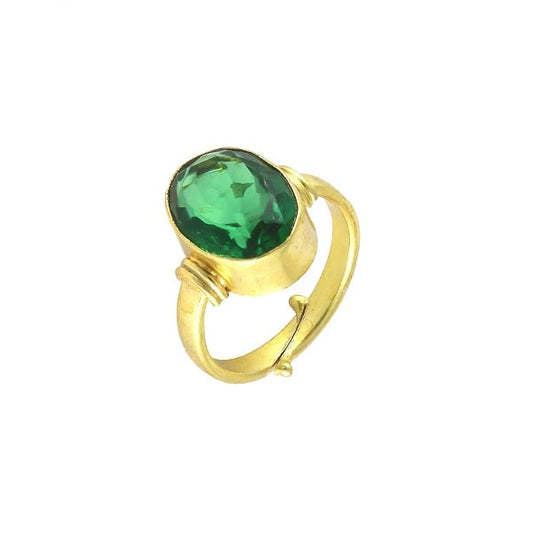 Panna Ring (Brass Emerald Gold Plated Ring)
