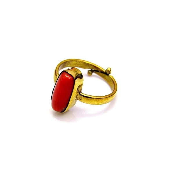 Moonga Stone Adjustable Gemstone Ring